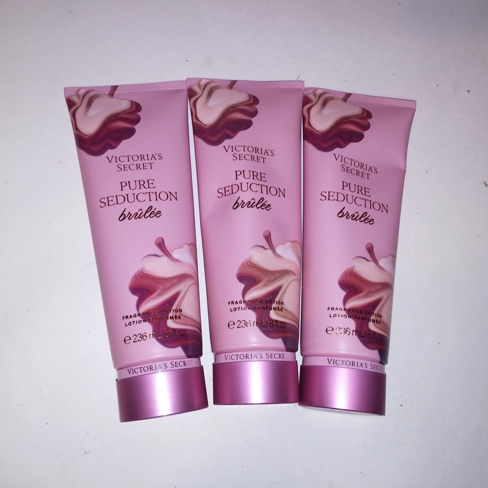 Victoria's Secret Fragrance Lotion Set of 3 Pure Seduction Brulee 8oz Each New
